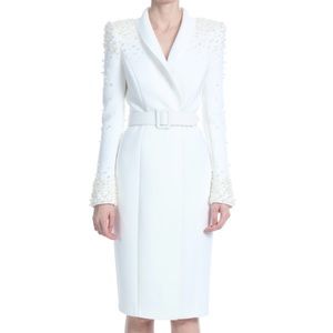 Badgley Mischka Pearl Sleeve Belted Dress in size 8.